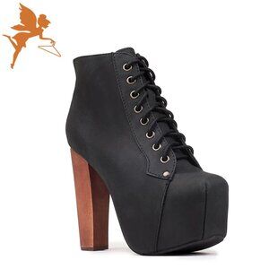 JEFFREY CAMPBELL Lita Covered Platform Lace Up Booties